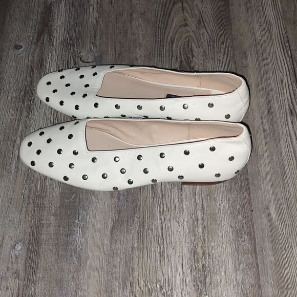 Violeta by Mango off white embellished studded flats  Sz 41 - Picture 2 of 7
